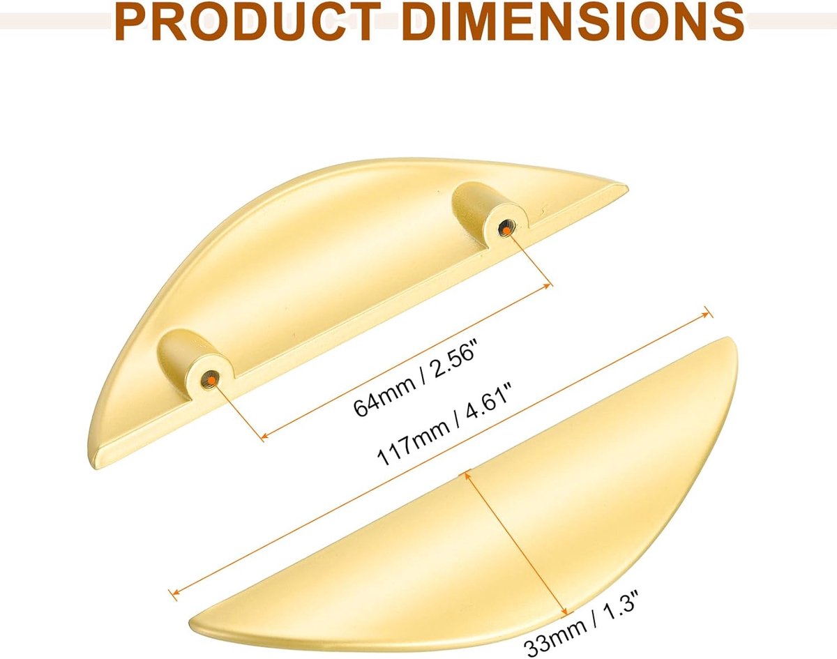 Half-Moon Cabinet Handles – 64mm Hole Spacing