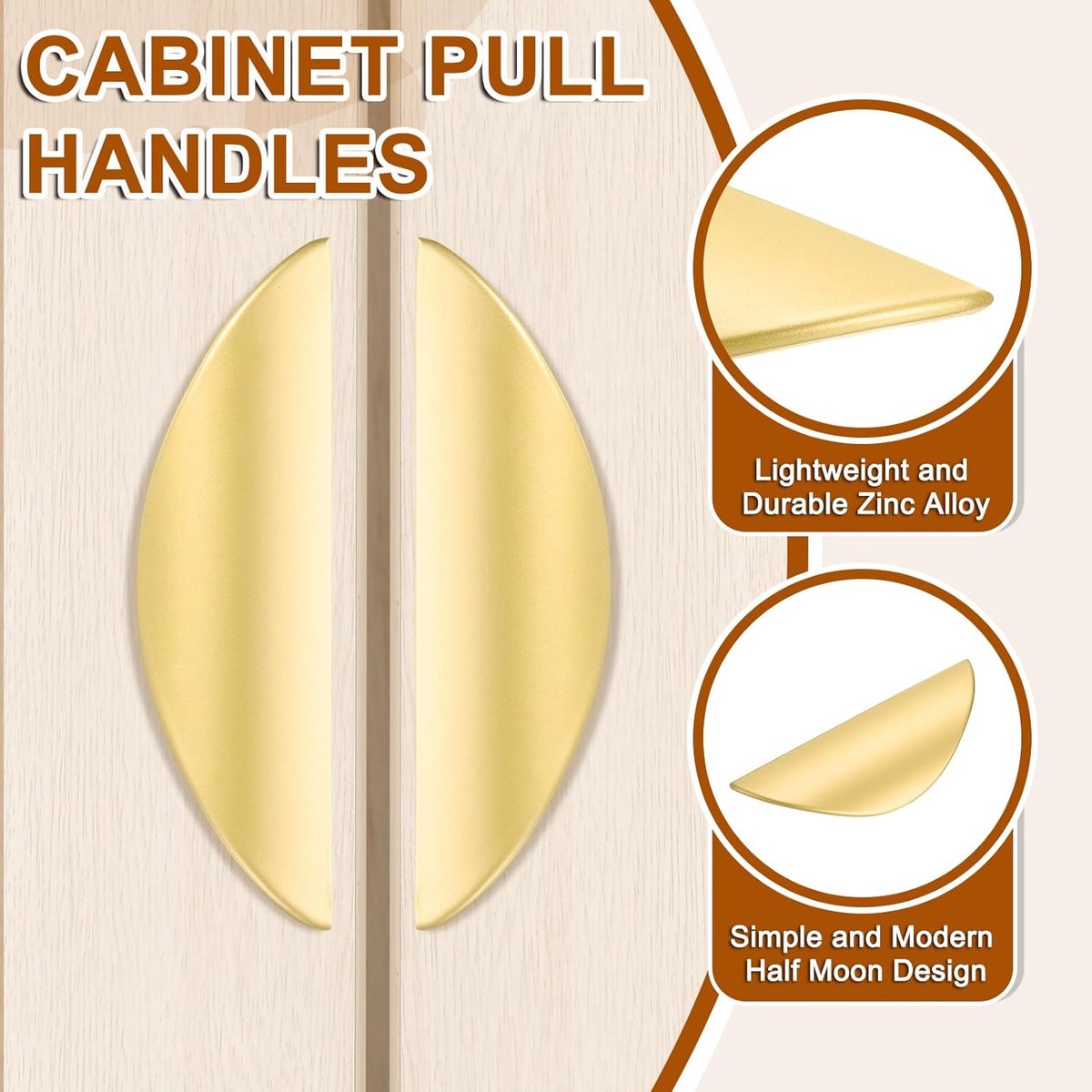 2 Piece Half-Moon Cabinet Handles – 32mm Hole Spacing