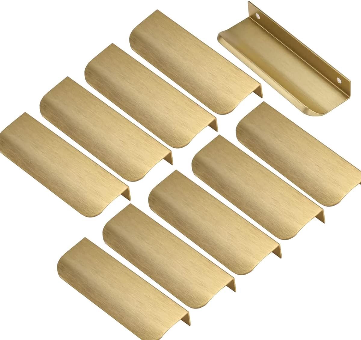 10 Piece Brushed Gold Concealed Cabinet Handles