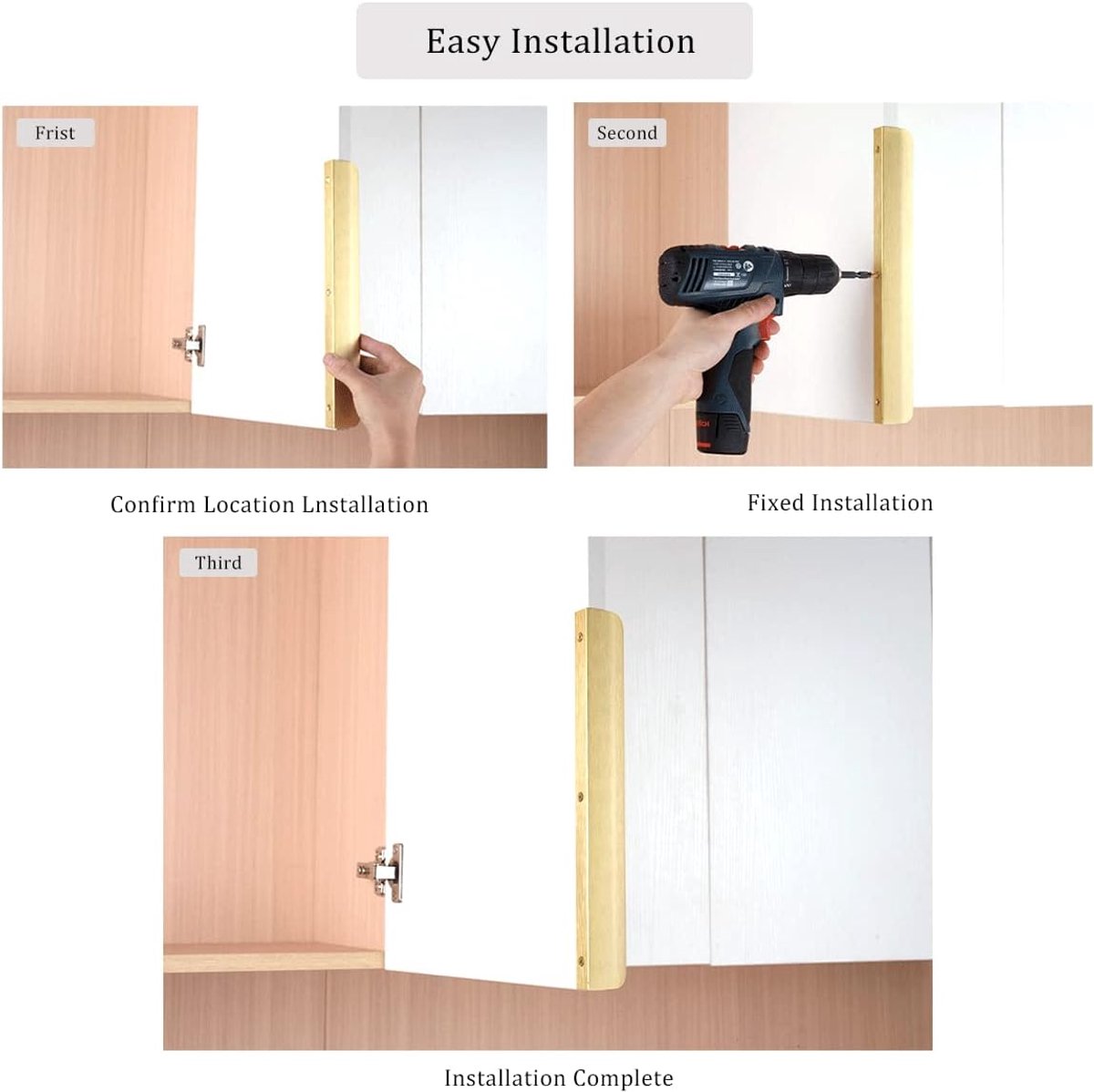10 Piece Brushed Gold Concealed Cabinet Handles
