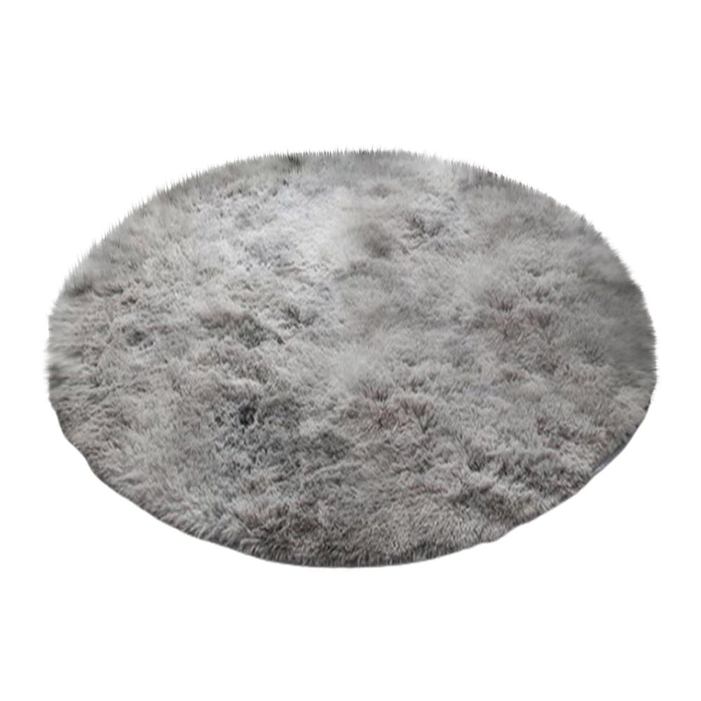 Tie-Dye Grey Round Rug – Ultra-Soft Plush 2x2ft