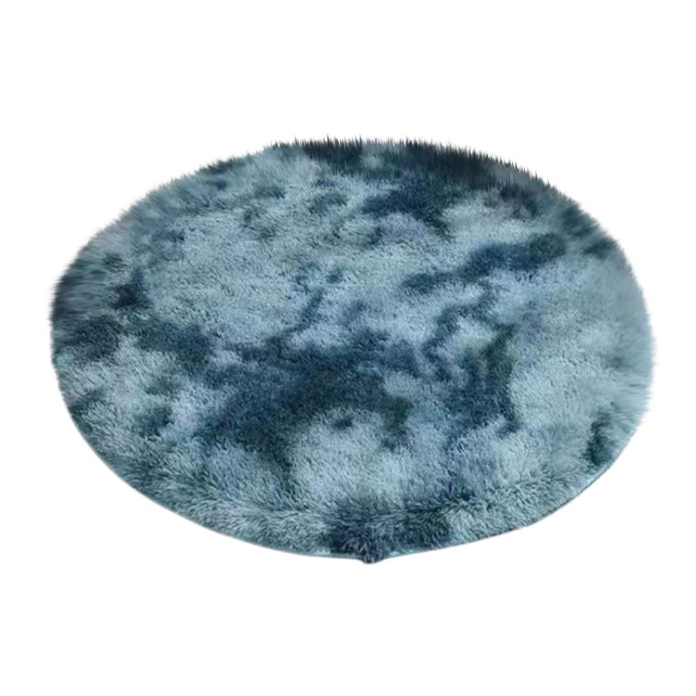 Tie-Dye Navy Blue Round Rug – Ultra-Soft Plush 2x2ft