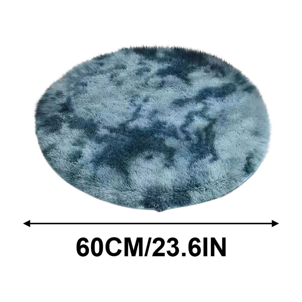 Tie-Dye Navy Blue Round Rug – Ultra-Soft Plush 2x2ft