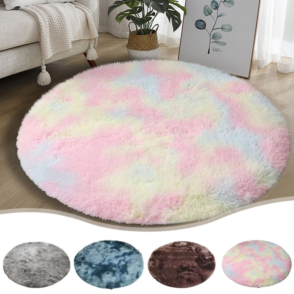 Tie-Dye Navy Blue Round Rug – Ultra-Soft Plush 2x2ft
