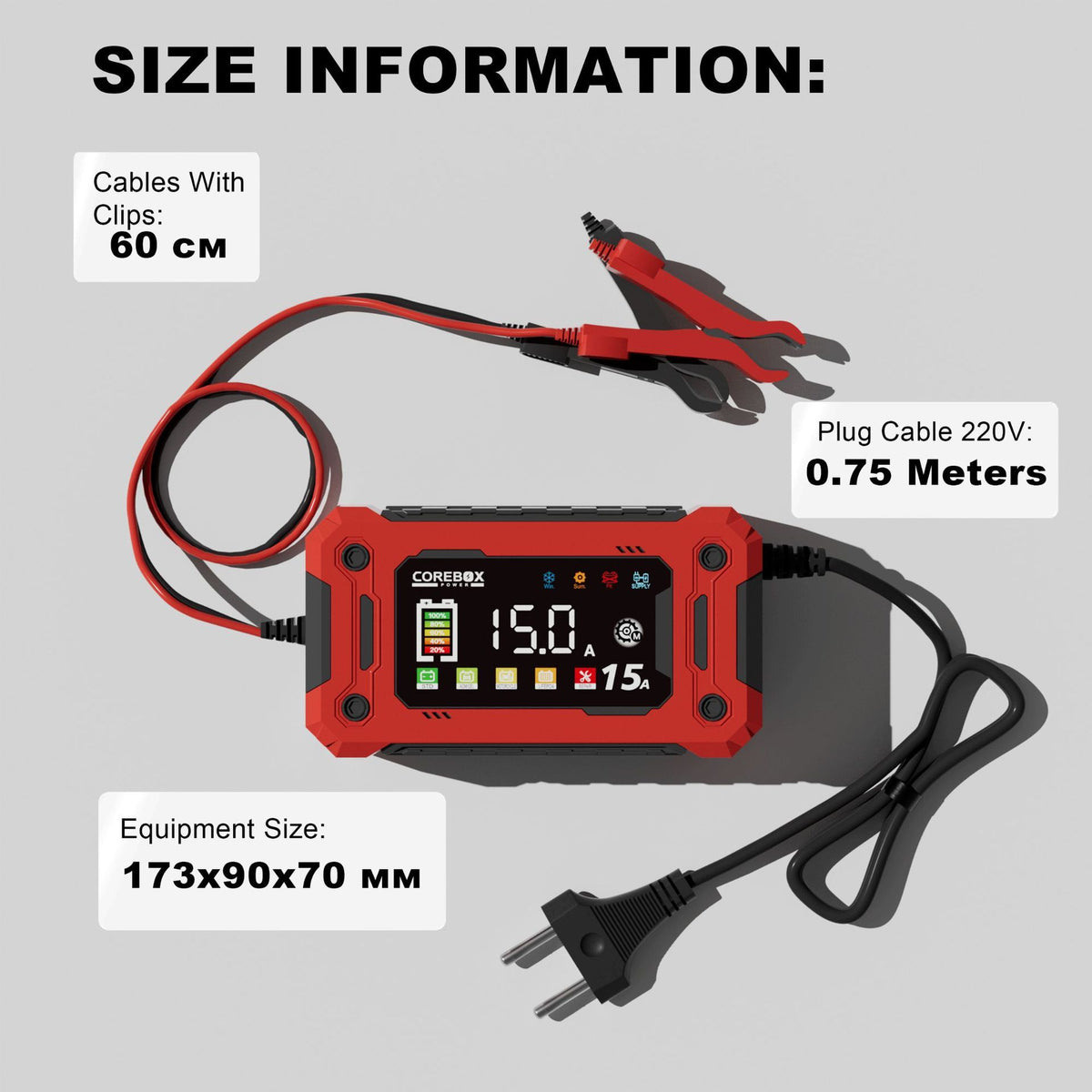 15 Amp 12V/24V Smart Battery Charger – Lithium and Lead-Acid