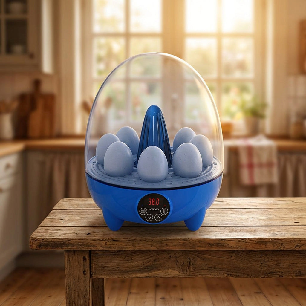 8 Egg Incubator with LED Light – Temperature Control, 360° View