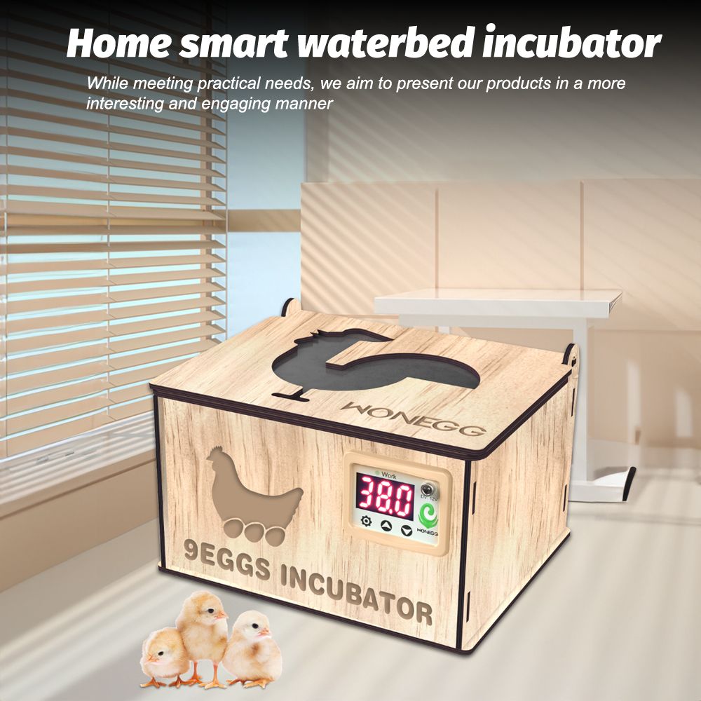 9 Egg Wooden Incubator with Temperature Control