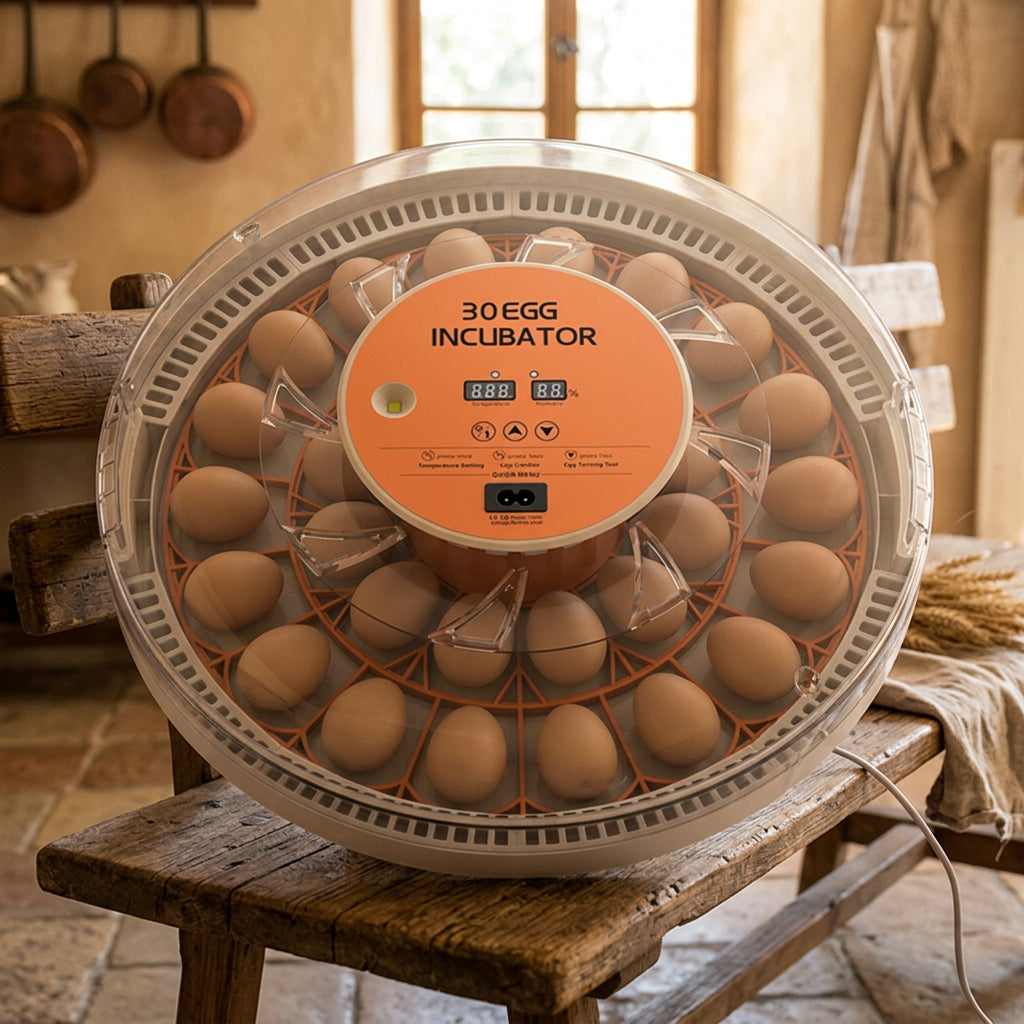 30 Egg Automatic Turning Incubator with Humidity Control and Egg Candler