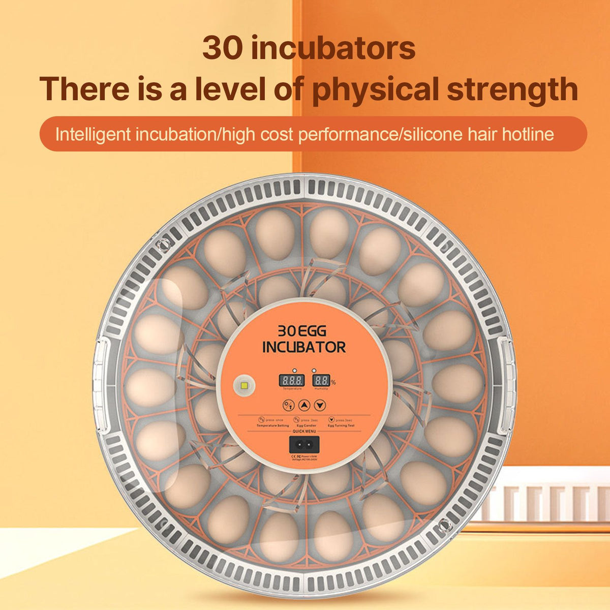 30 Egg Automatic Turning Incubator with Humidity Control and Egg Candler