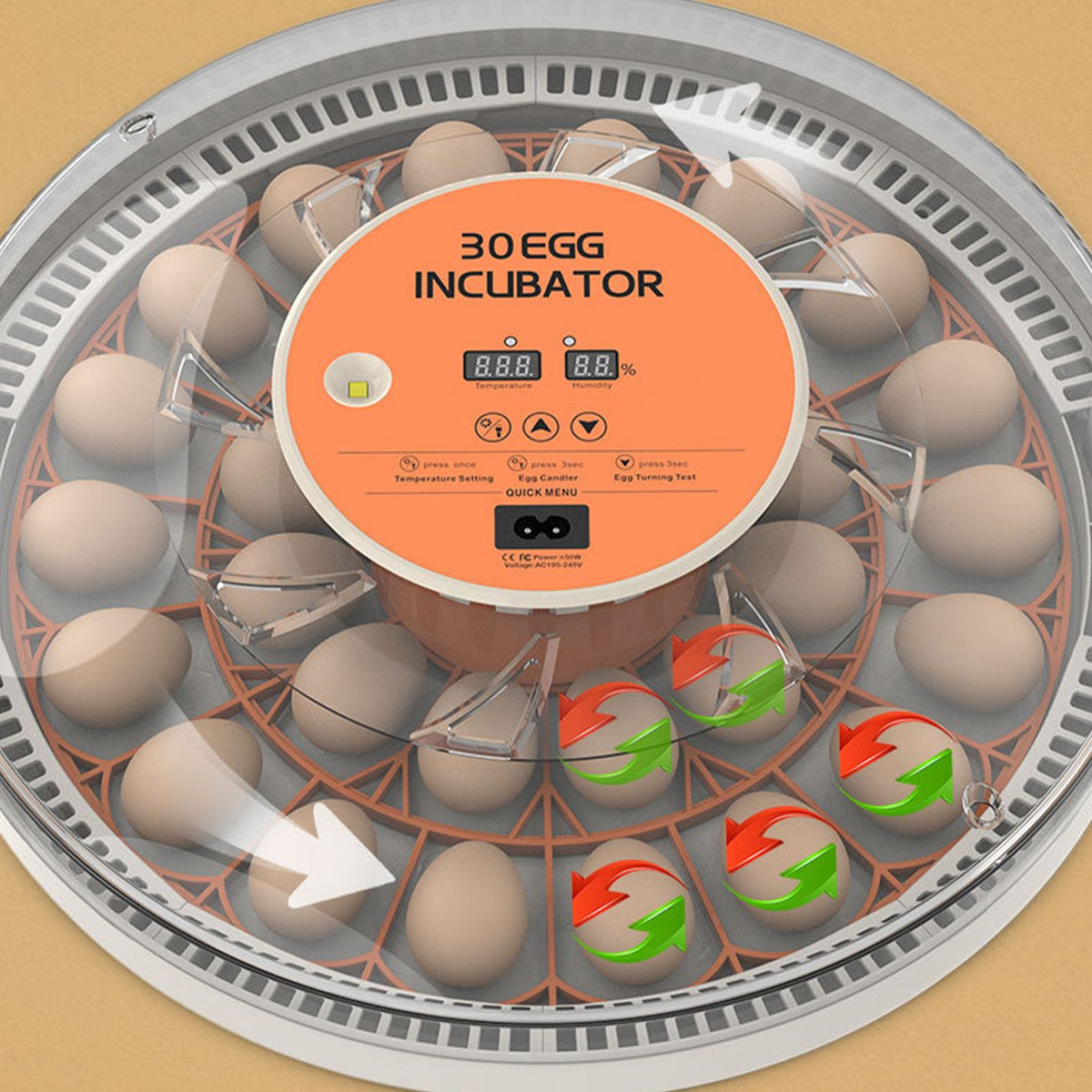30 Egg Automatic Turning Incubator with Humidity Control and Egg Candler
