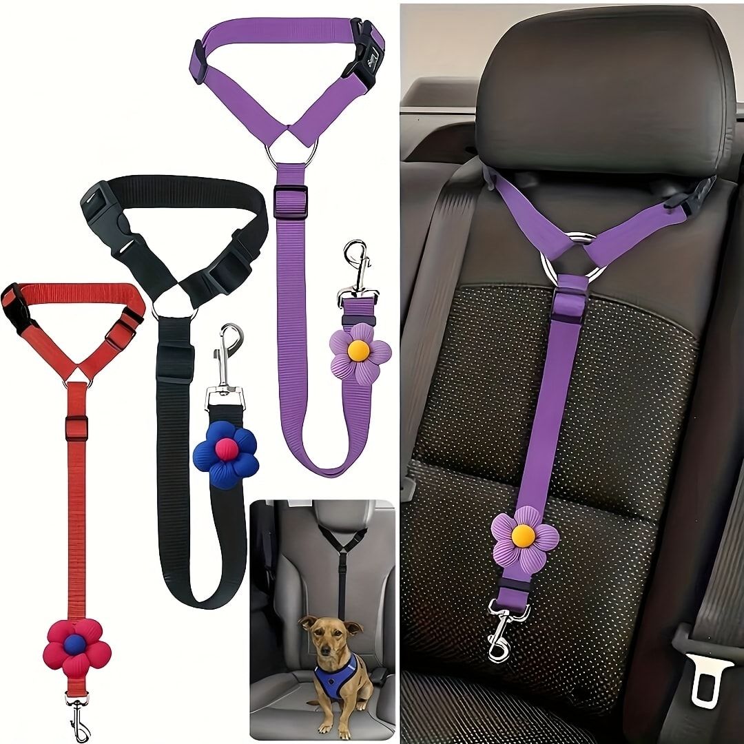 Dog Car Seat Belt – Adjustable Safety Restraint with Zinc Alloy Hook