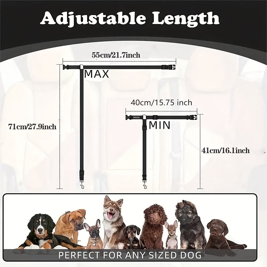 Dog Car Seat Belt – Adjustable Safety Restraint with Zinc Alloy Hook
