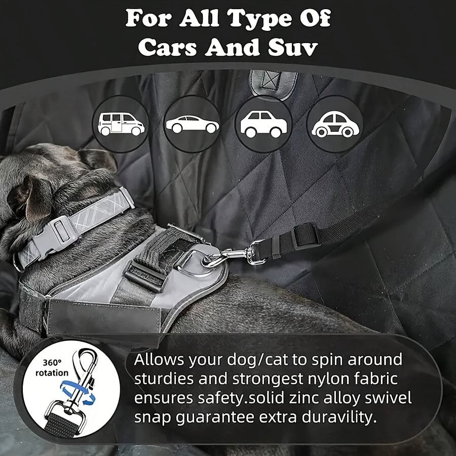 Dog Car Seat Belt – Adjustable Safety Restraint with Zinc Alloy Hook