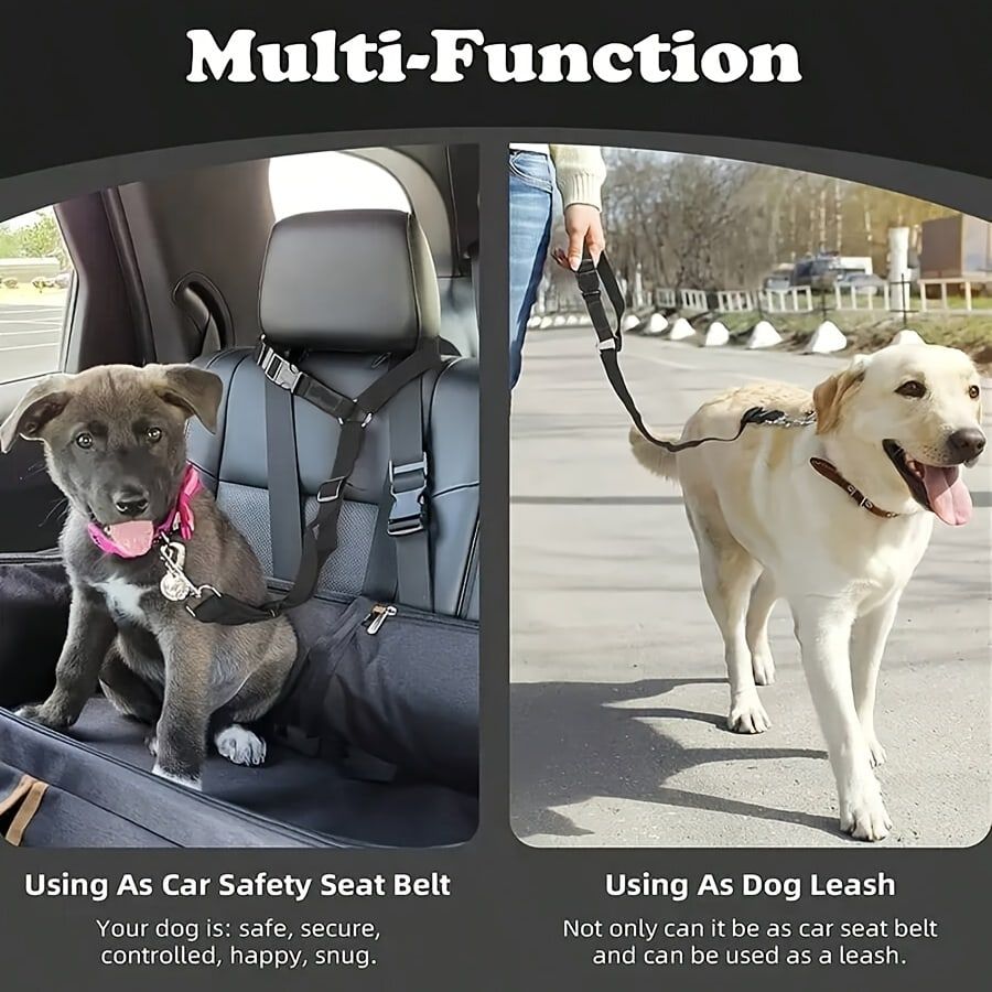 Dog Car Seat Belt – Adjustable Safety Restraint with Zinc Alloy Hook
