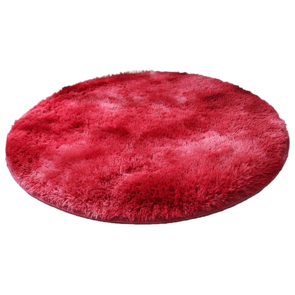 43in Red Round Shag Rug – Non-Shedding Non-Slip