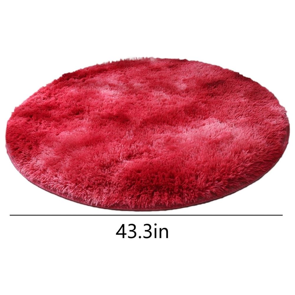 43in Red Round Shag Rug – Non-Shedding Non-Slip