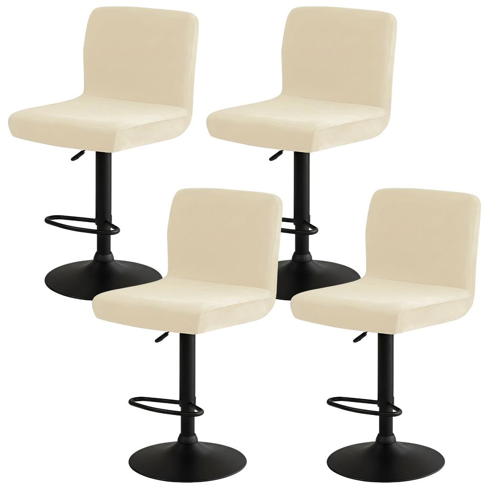 Set of 4 Stretch Velvet Bar Stool Covers – Beige