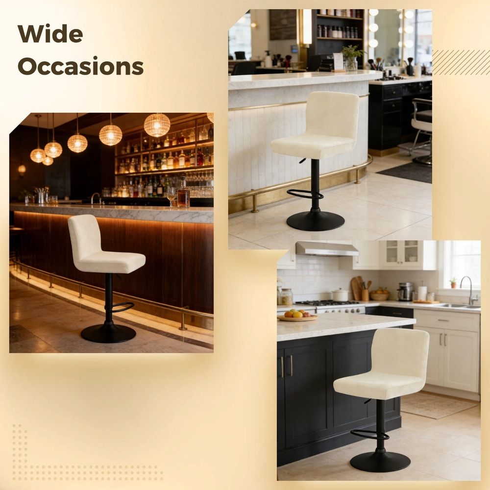 Set of 4 Stretch Velvet Bar Stool Covers – Beige