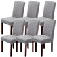 Set of 6 Upholstered Dining Chairs – Solid Wood Legs, Grey
