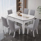 Set of 6 Upholstered Dining Chairs – Solid Wood Legs, Grey