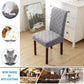 Set of 6 Upholstered Dining Chairs – Solid Wood Legs, Grey