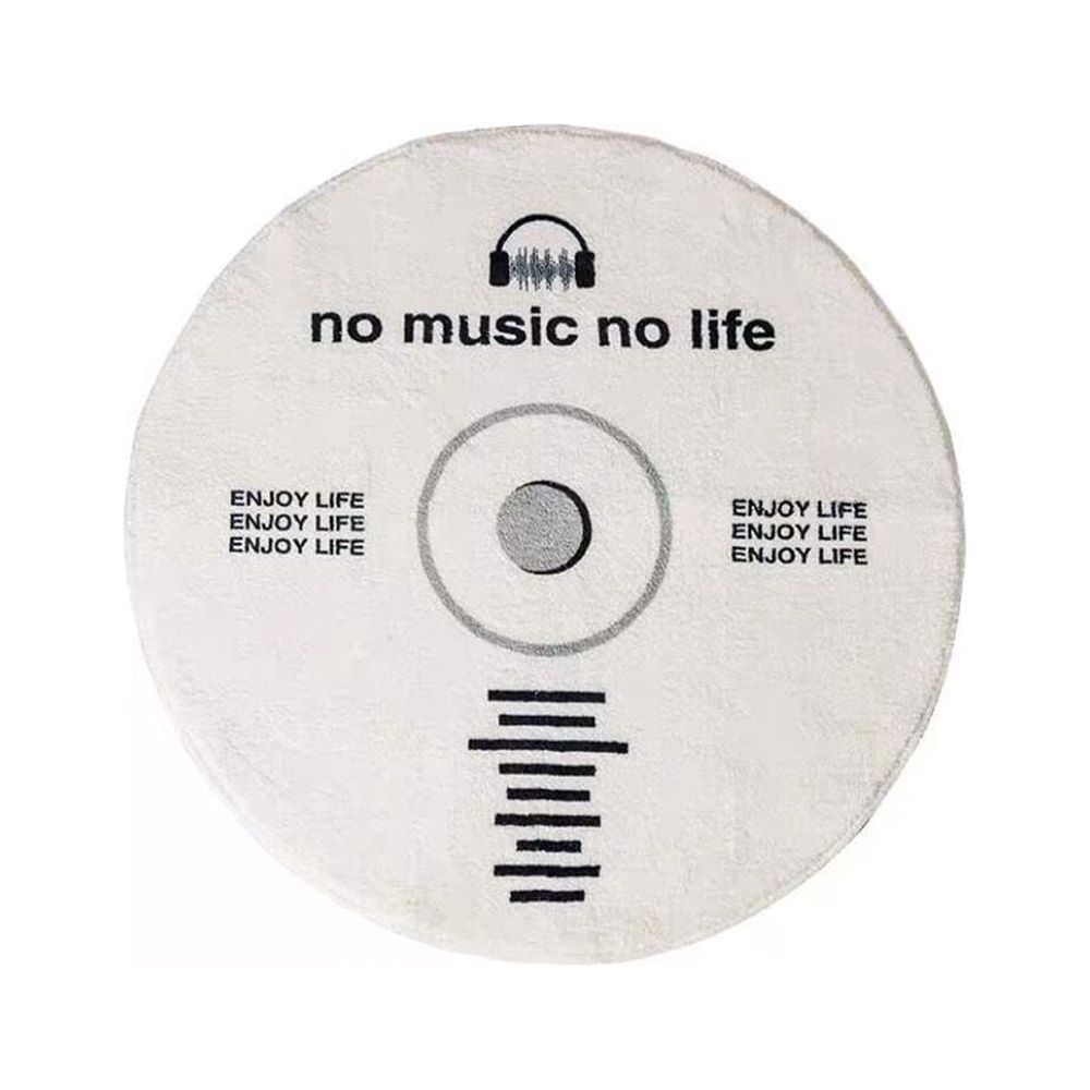 Round Vinyl Record Floor Mat – Black Non-Slip Rug