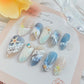 Blue Seaside Decorated False Nails – Seashell and Starfish