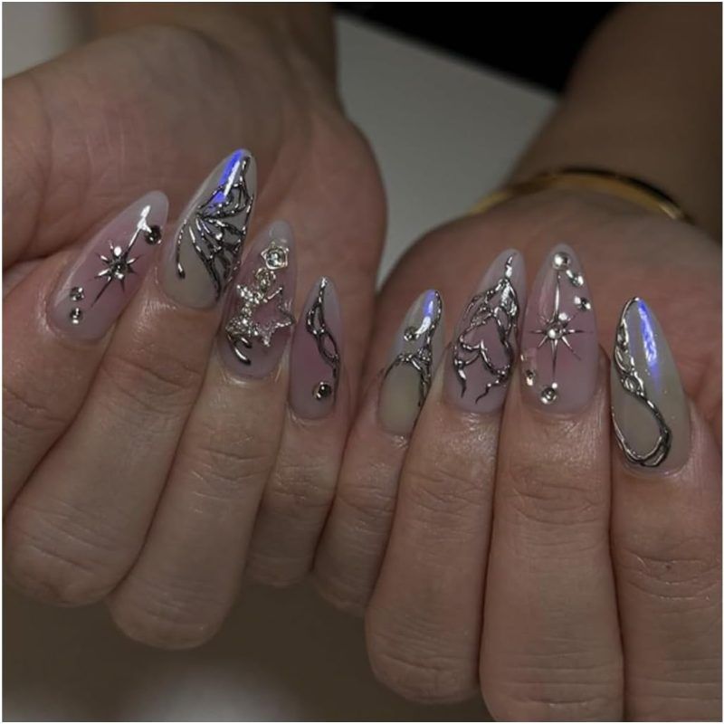 Pink Gothic Press-On Nail Art Set