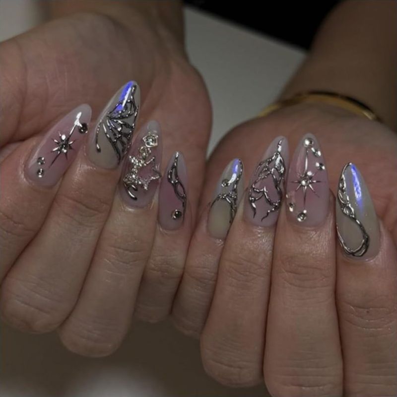 Pink Gothic Press-On Nail Art Set