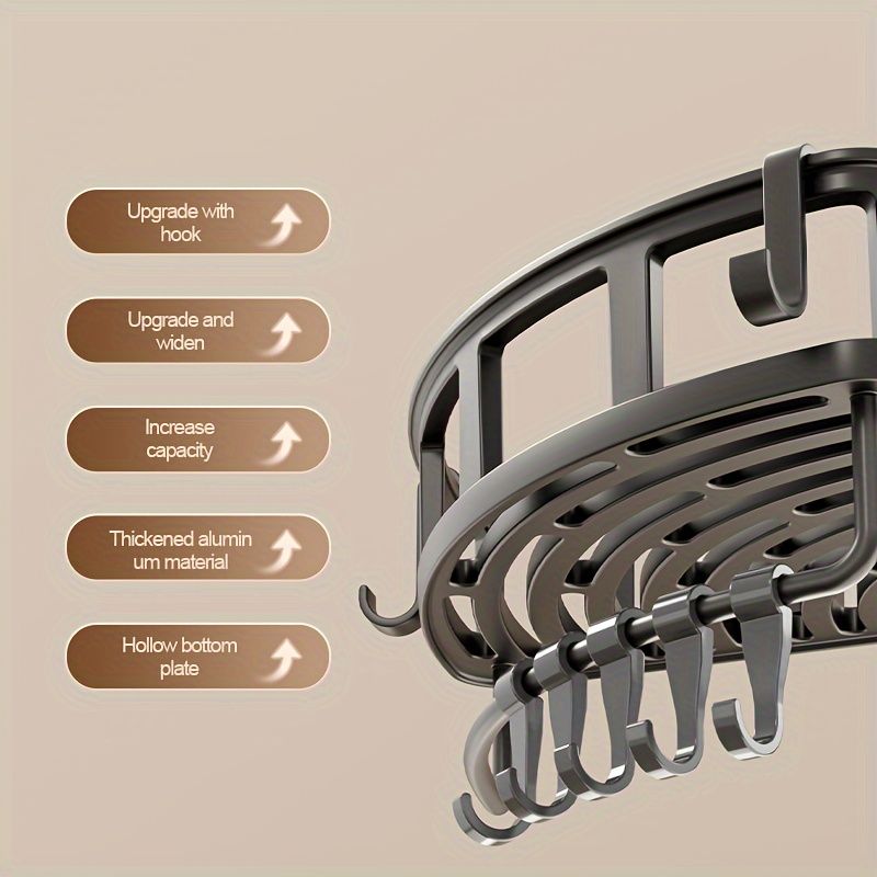 3-Tier Corner Shower Caddy with Hooks – Grey, Rust-Resistant