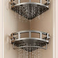 2-Tier Corner Shower Caddy with Hooks and Rod – Grey