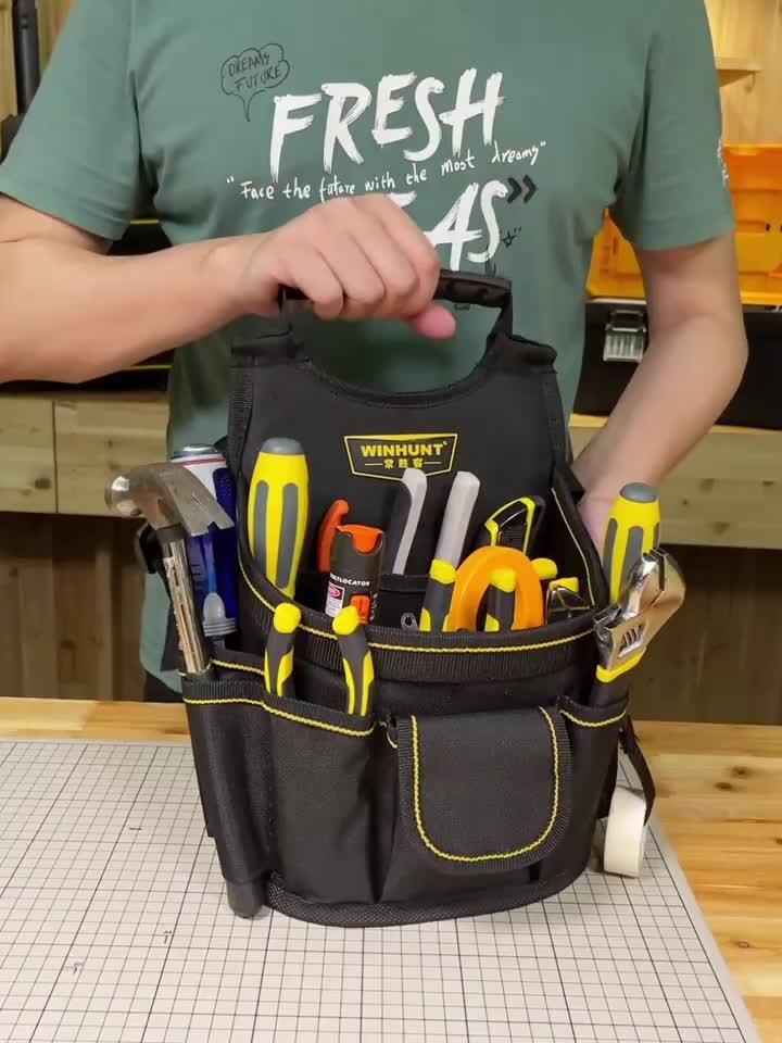 Tool Organiser Bag with Multiple Compartments – Black and Grey