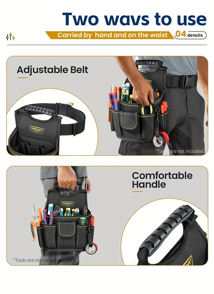 Tool Organiser Bag with Multiple Compartments – Black and Grey