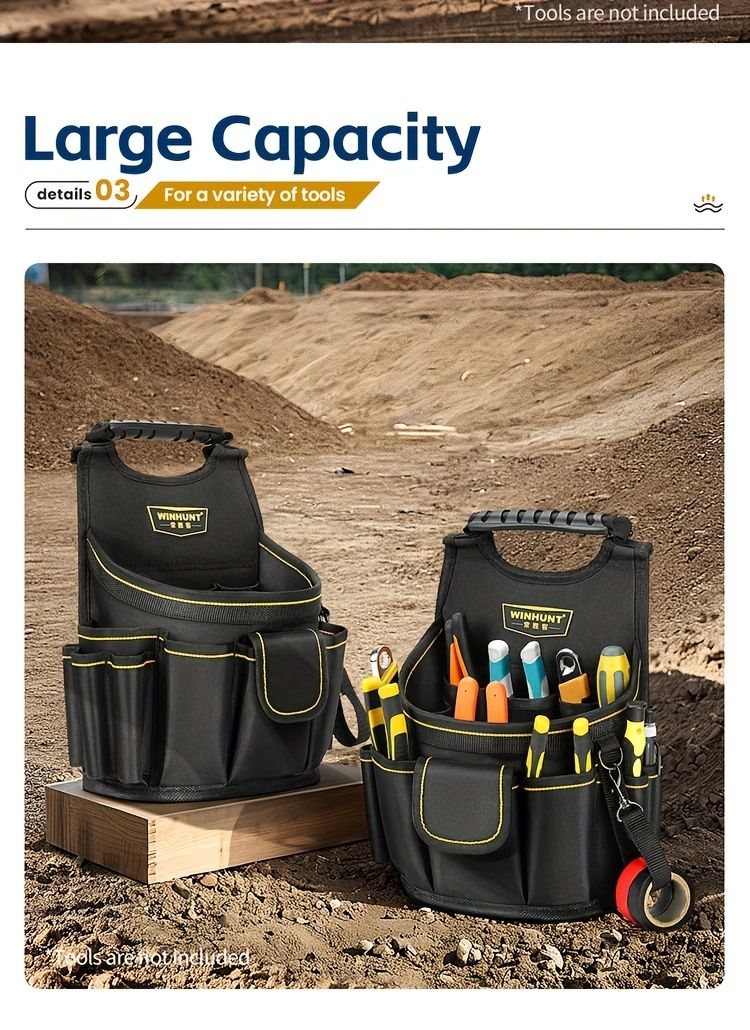 Tool Organiser Bag with Multiple Compartments – Black and Grey
