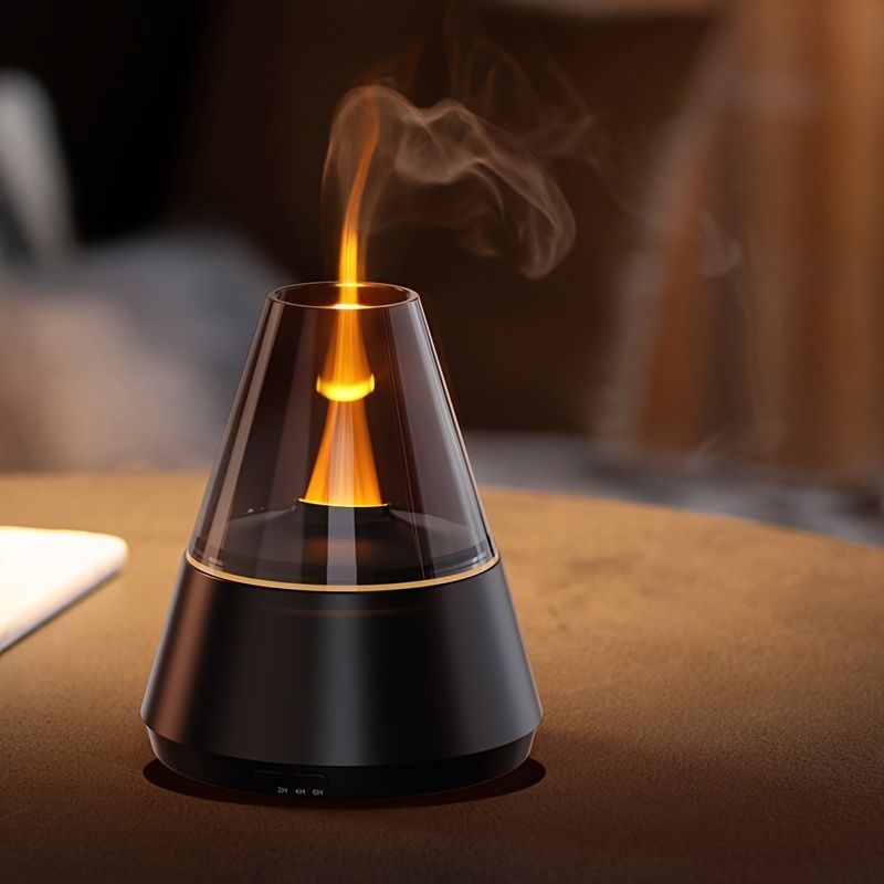 Flame Aroma Diffuser – 7 Colour LED, White, Includes 2 Essential Oils