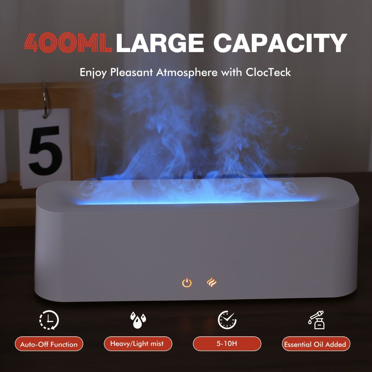 400ml Aromatherapy Diffuser Humidifier – LED Lights, Timer