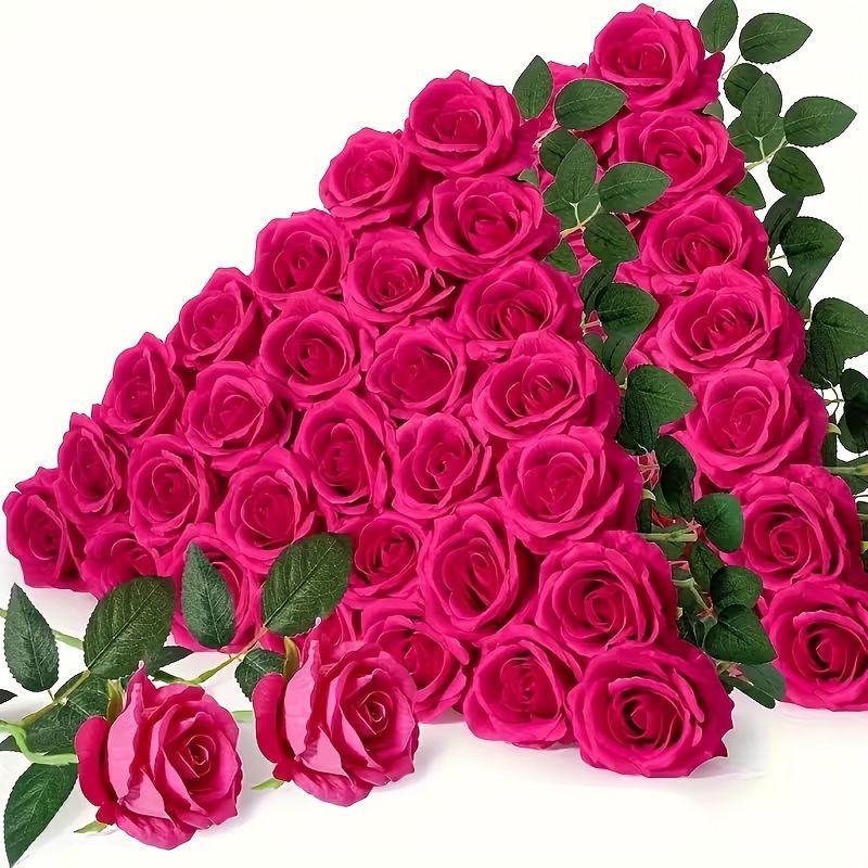 25 Piece Artificial Silk Rose Bouquet – Light Purple, Large