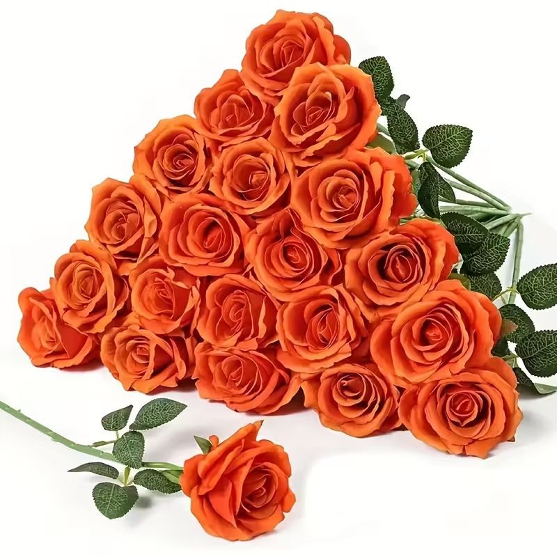 25 Piece Artificial Silk Rose Bouquet – Rose Pink, Large