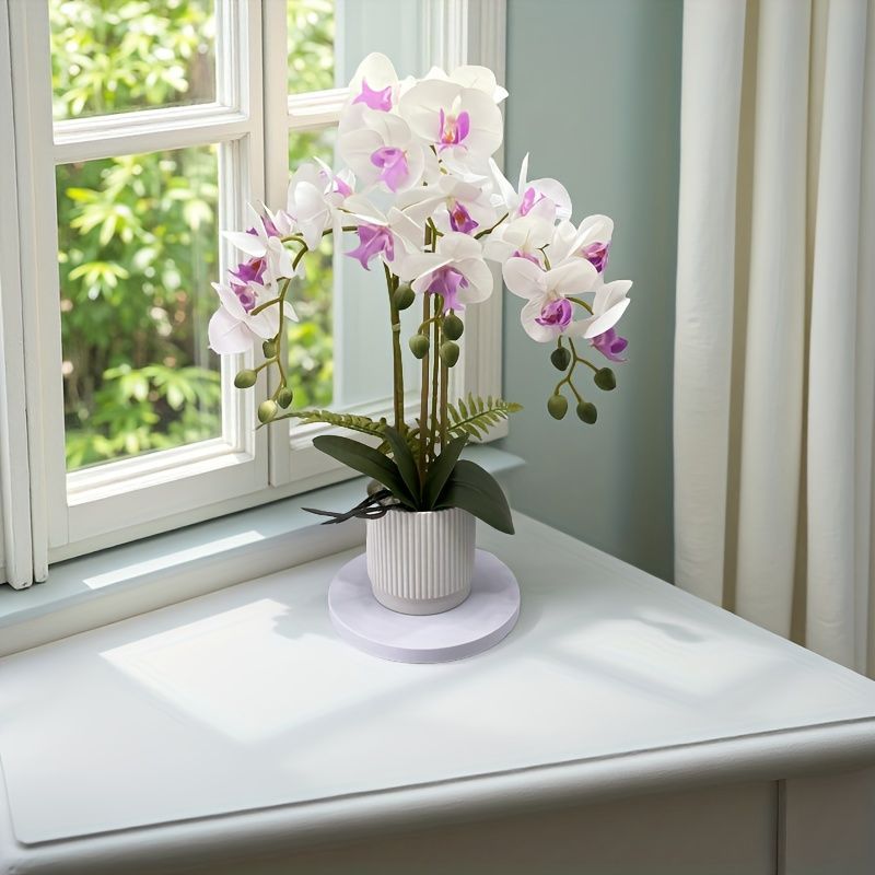 Artificial Phalaenopsis Orchid Plant – Touch Sensitive, Purple 50cm