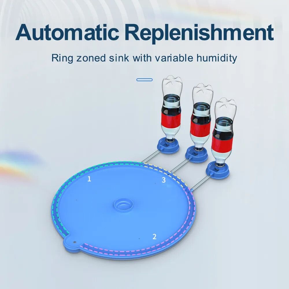 Ring zoned sink with variable humidity and automatic replenishment system on a light blue background.