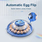 Automatic egg flipping device with spiral rotation mechanism on a light gray background