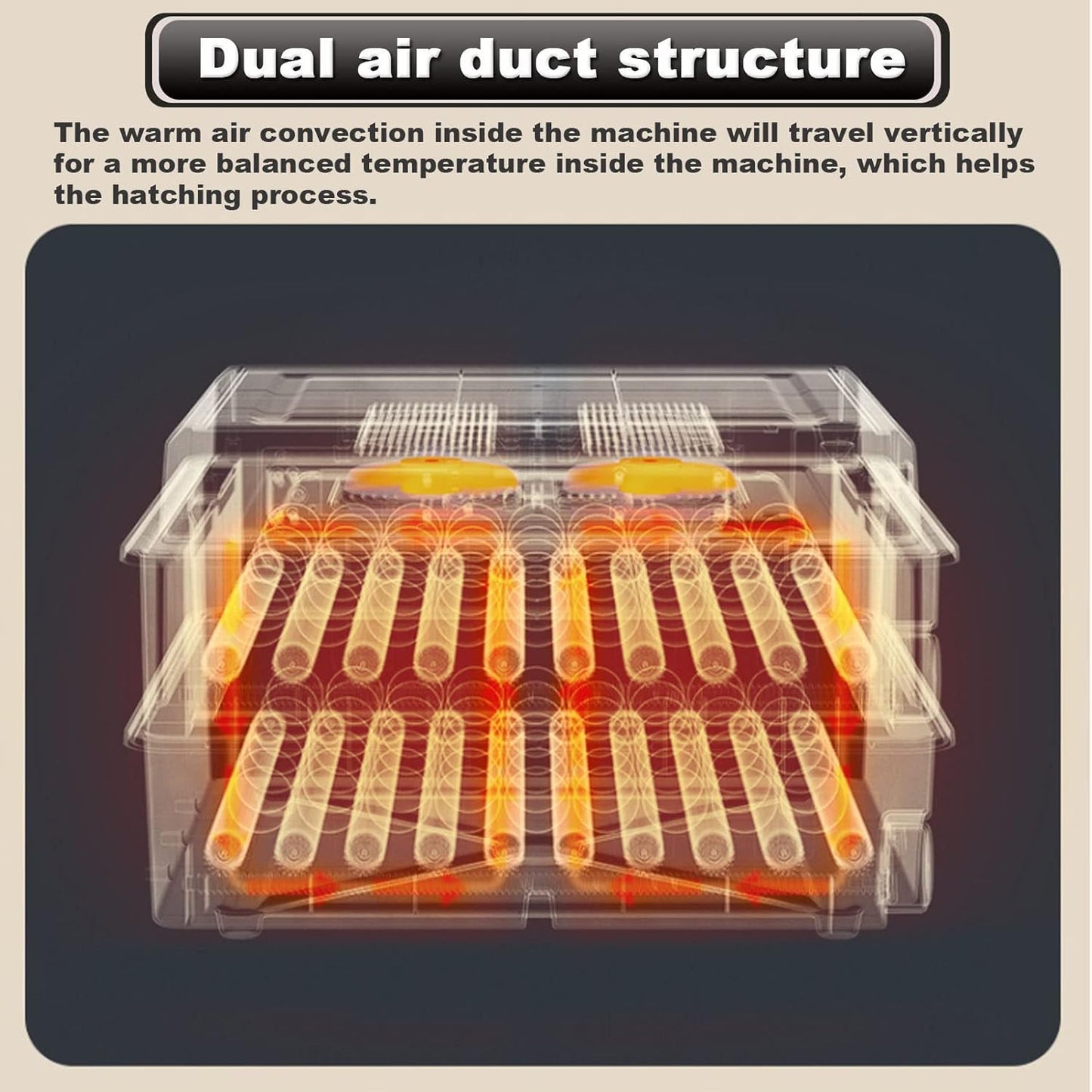 Diagram of a dual air duct structure with text explaining its function.