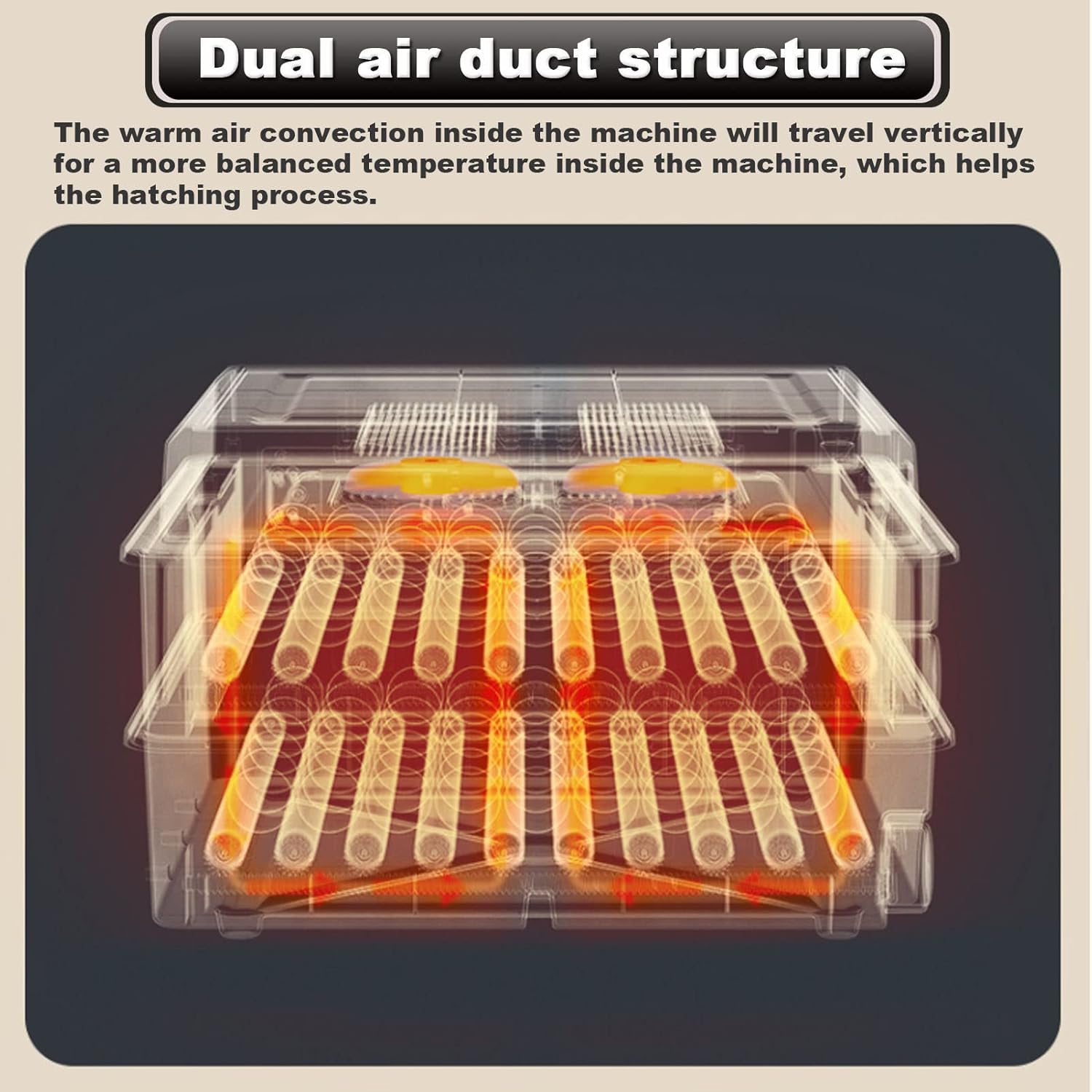 Diagram of a dual air duct structure with text explaining its function.