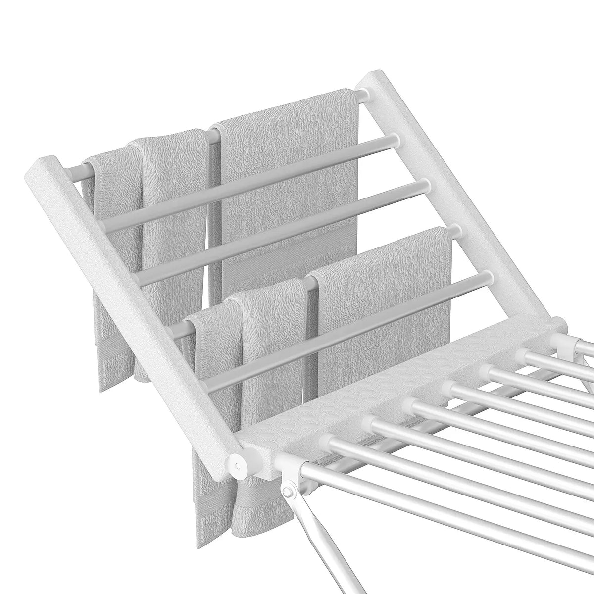 220W Electric Heated Towel Rack – 20 Bars, White and Silver