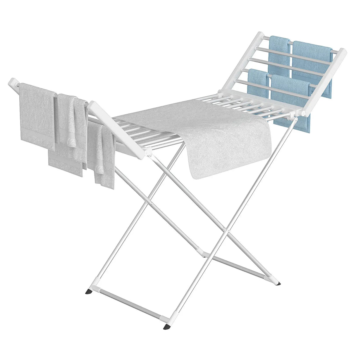 220W Electric Heated Towel Rack – 20 Bars, White and Silver