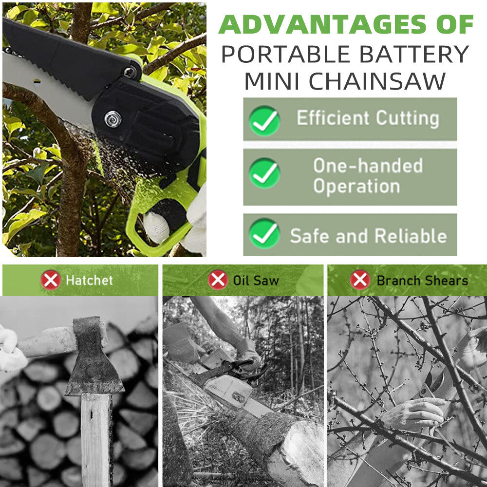 6 Inch Mini Cordless Electric Chainsaw with 2 Batteries
