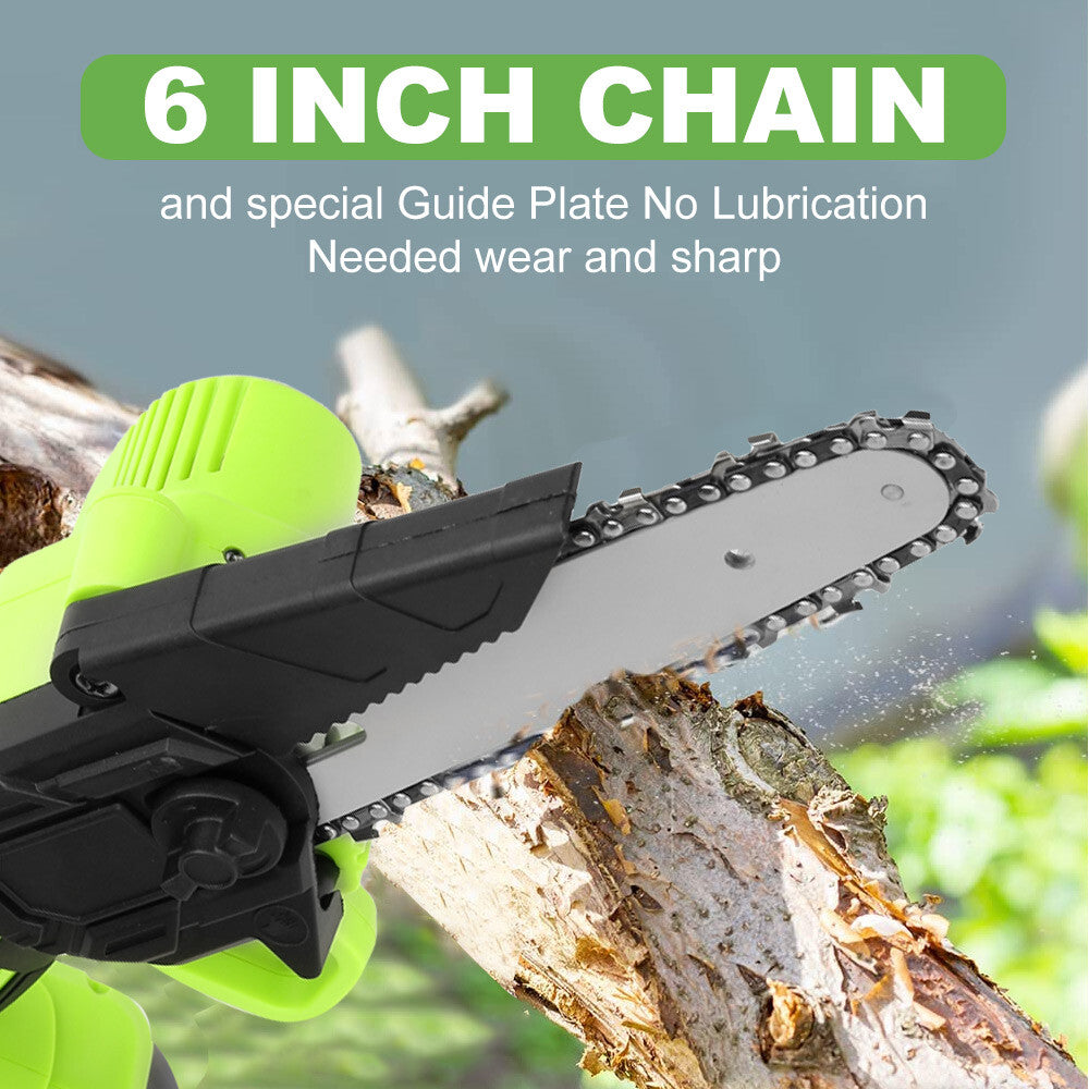 6 Inch Mini Cordless Electric Chainsaw with 2 Batteries