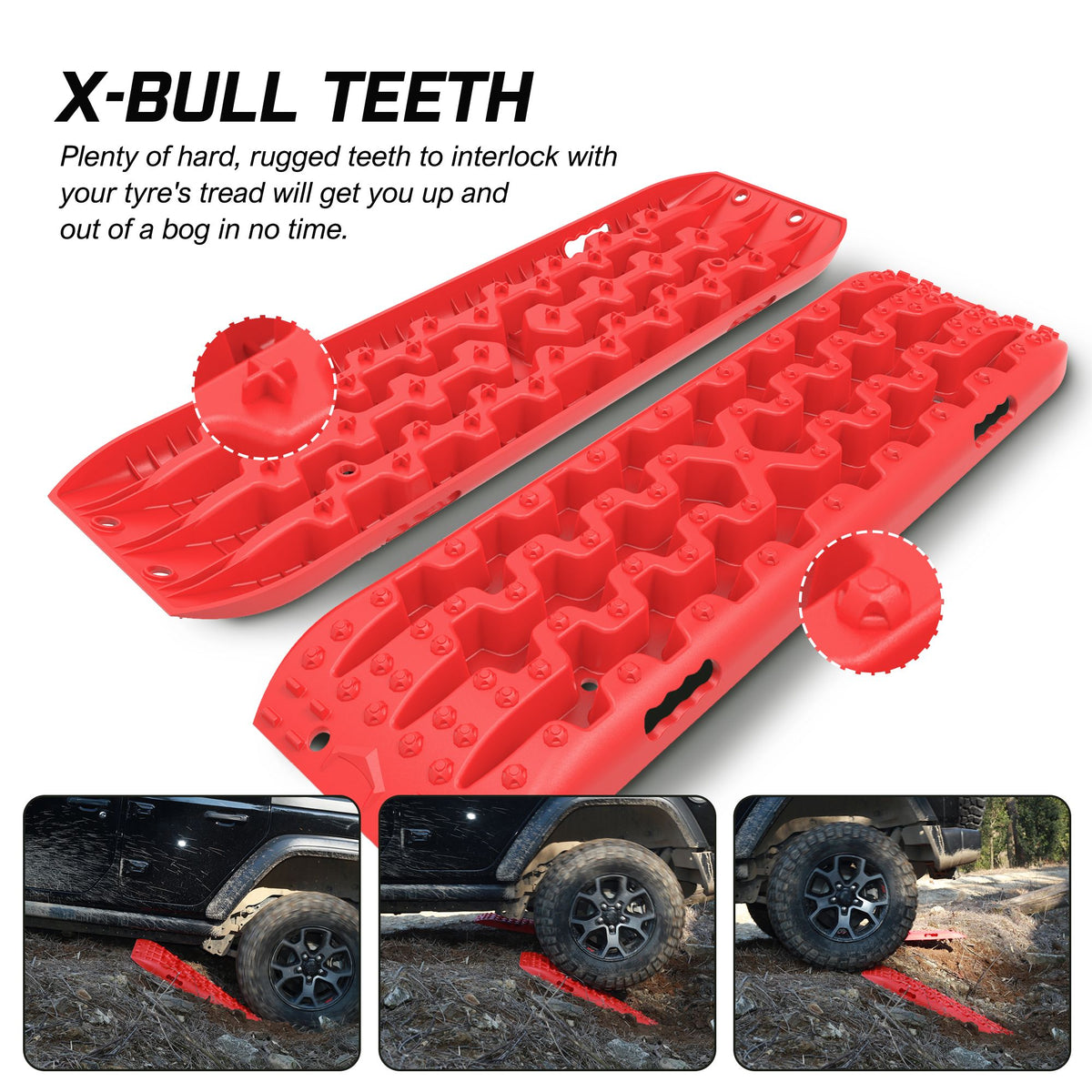 Recovery Tracks Kit with Carry Bag and Mounting Pins – 10T, Red