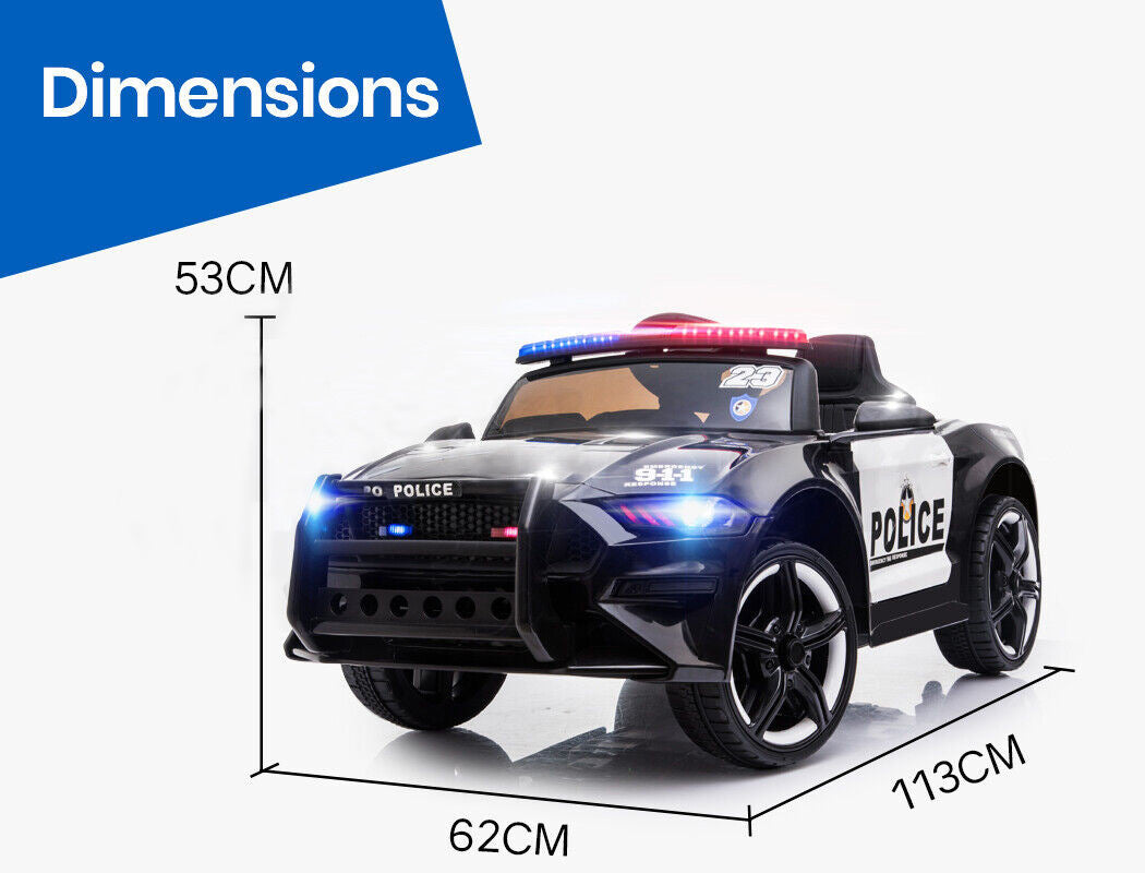 KIDS Ride-On Car Mustang Children Police Patrol Electric Toy w/ Remote Control Black/White