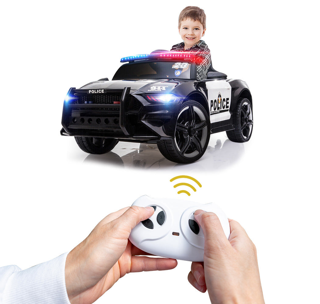 KIDS Ride-On Car Mustang Children Police Patrol Electric Toy w/ Remote Control Black/White